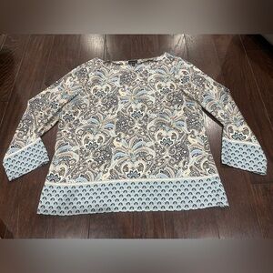 Talbots Women Paisley Print Long Sleeve Blouse Size 14 Career Business